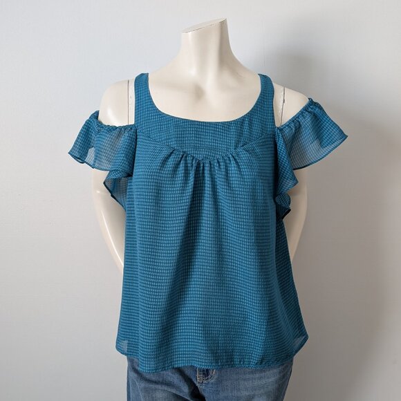 Maeve by Anthropologie - Turquoise Tavin Cold Shoulder Blouse - Size 8 - Picture 1 of 7